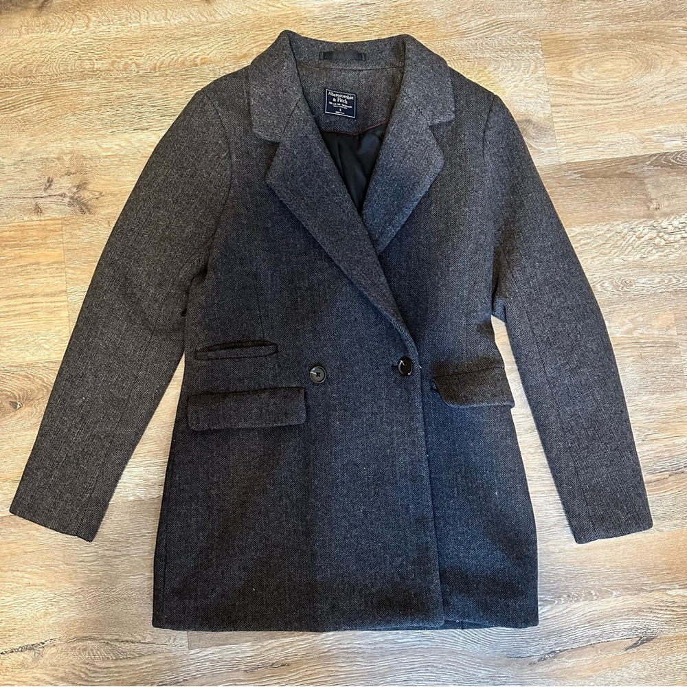 Abercrombie & Fitch Small Dark Gray Heather Dad Coat